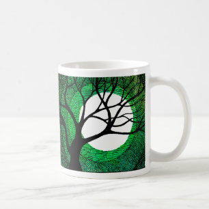 Träd och måne - grönt kaffemugg
