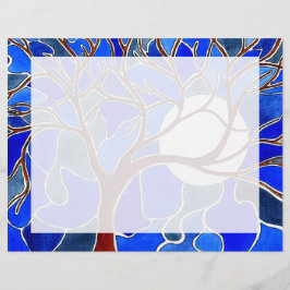 Träd och Måne på Canvas - Blue