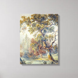 Träd och Pond (av John Ruskin) Canvastryck