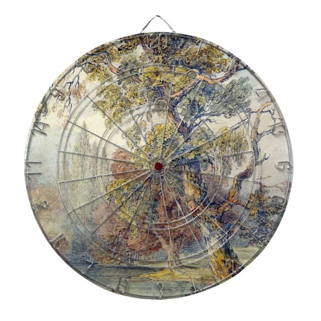 Träd och Pond (av John Ruskin) Darttavla (Framsidan)