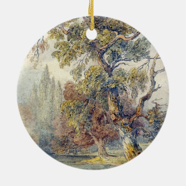 Träd och Pond (av John Ruskin) Julgransprydnad Keramik (Baksidan)