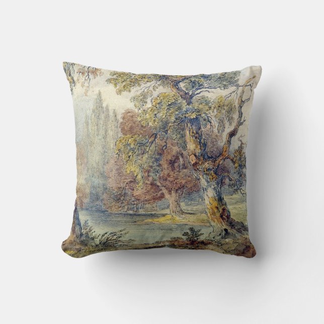 Träd och Pond (av John Ruskin) Kudde (Framsida)