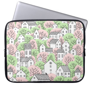 Träd och rymmer sömlösa mönster. Vår och summ Laptop Fodral