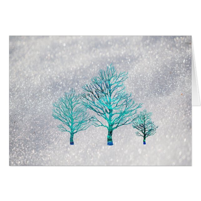 Träd och Snö Crystals Hälsningskort (Framsidan Horizontal)
