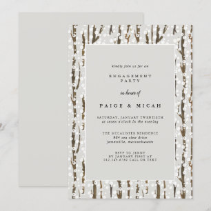 Träd och Snö Rustic Winter Förlovningsfest Inbjudningar