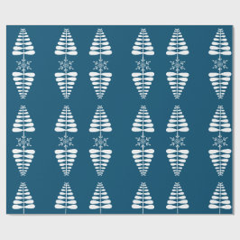 Träd och snöflingor presentpapper