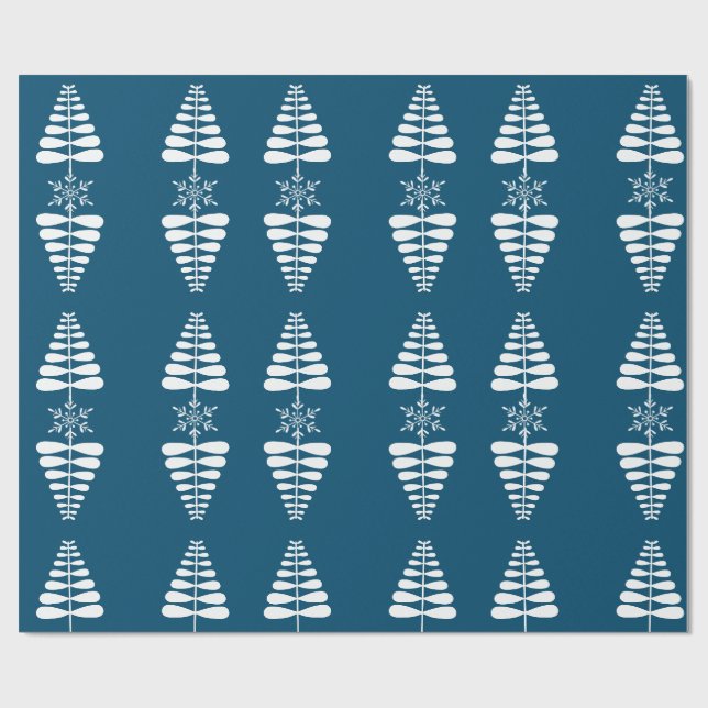 Träd och snöflingor presentpapper (Platt)