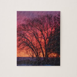 Träd och Sunset Puzzle Pussel