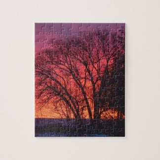 Träd och Sunset Puzzle Pussel