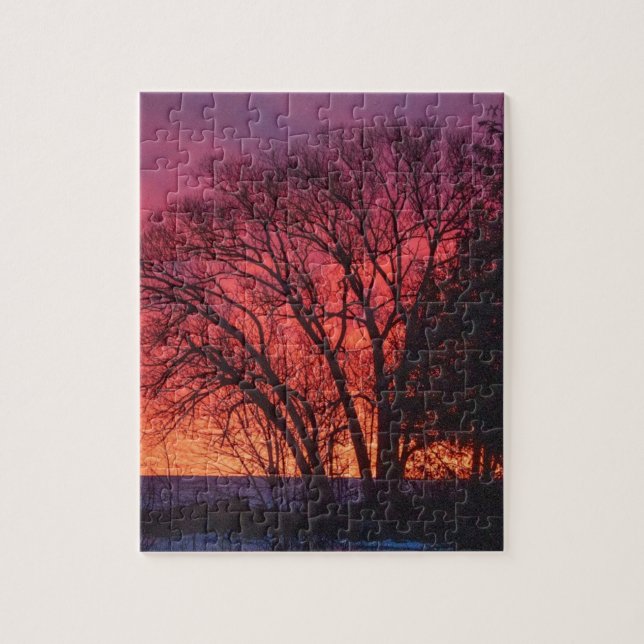 Träd och Sunset Puzzle Pussel (Vertikal)