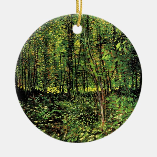 Träd och undervegetation av Vincent van Gogh Julgransprydnad Keramik (Framsidan)