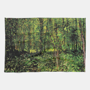 Träd och undervegetation av Vincent van Gogh Kökshandduk
