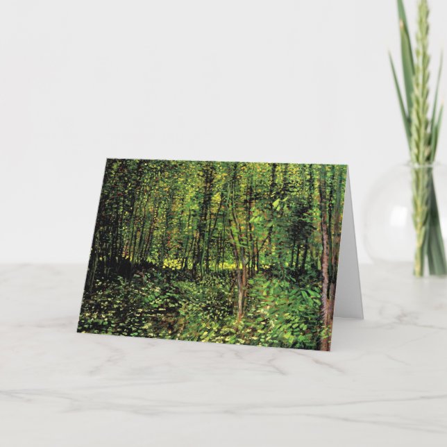 Träd och undervegetation av Vincent van Gogh Kort (Framsida)