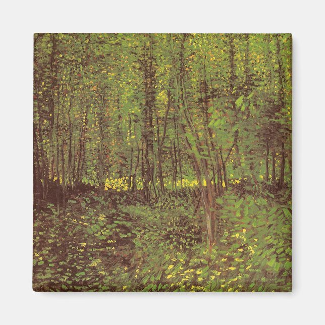 Träd och undervegetation av Vincent van Gogh Magnet (Framsidan)