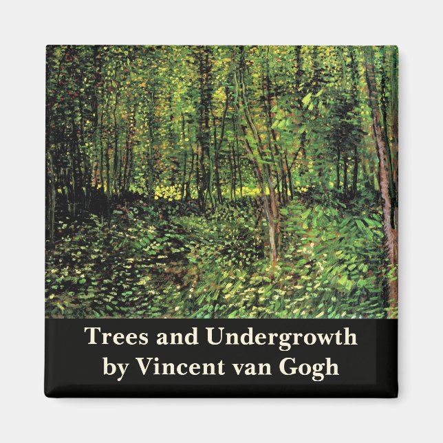 Träd och undervegetation av Vincent van Gogh Magnet (Framsidan)