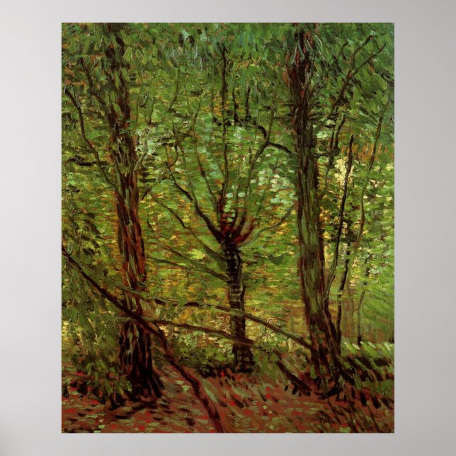 Träd och undervegetation av Vincent van Gogh Poster (Framsidan)