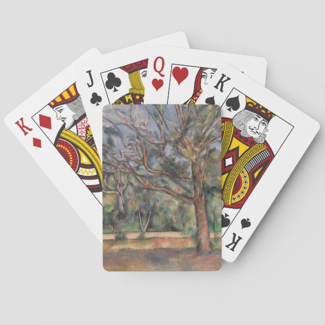 Träd och väg, postimpressionistiskt landskap casinokort (Baksidan)