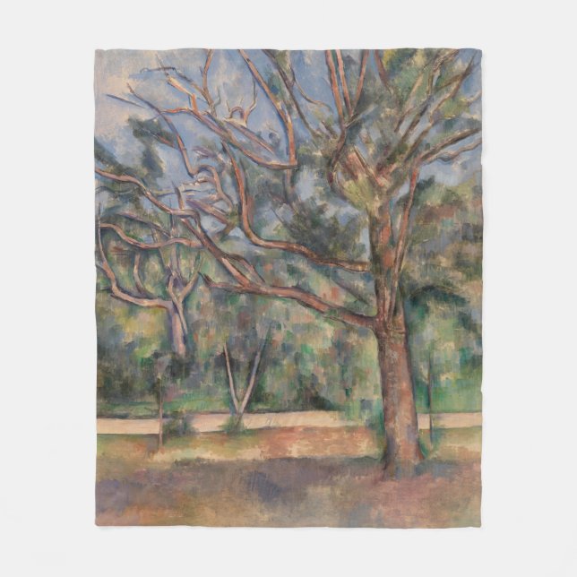 Träd och väg, postimpressionistiskt landskap fleecefilt (Framsidan)