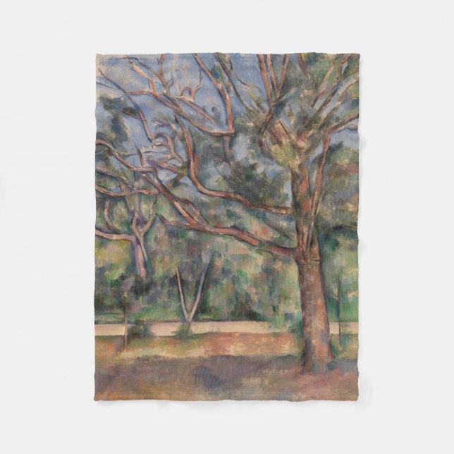 Träd och väg, postimpressionistiskt landskap fleecefilt (Framsidan)