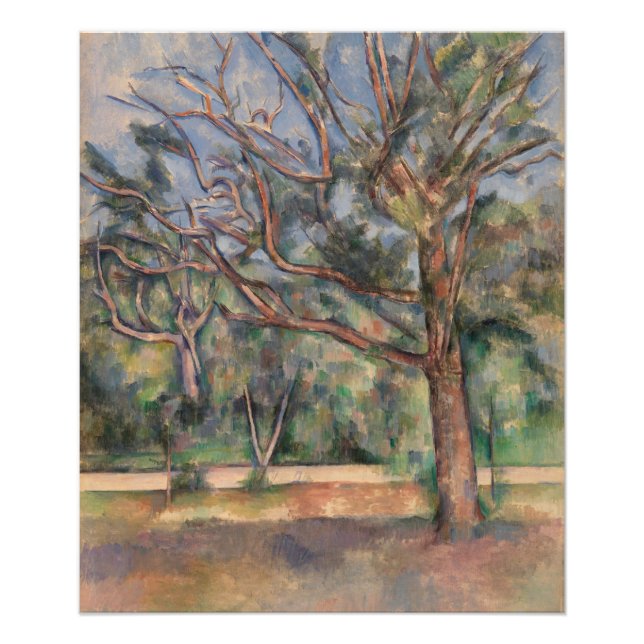 Träd och väg, postimpressionistiskt landskap fototryck (Framsidan)