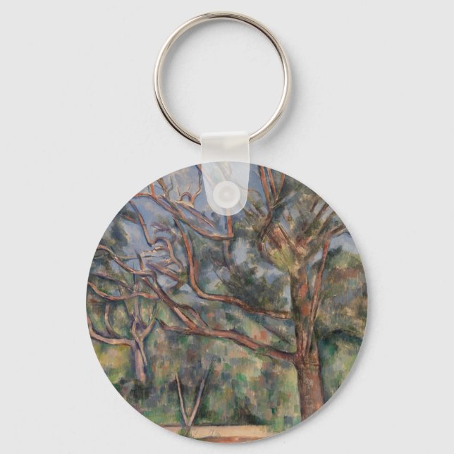 Träd och väg, postimpressionistiskt landskap nyckelring (Framsida)