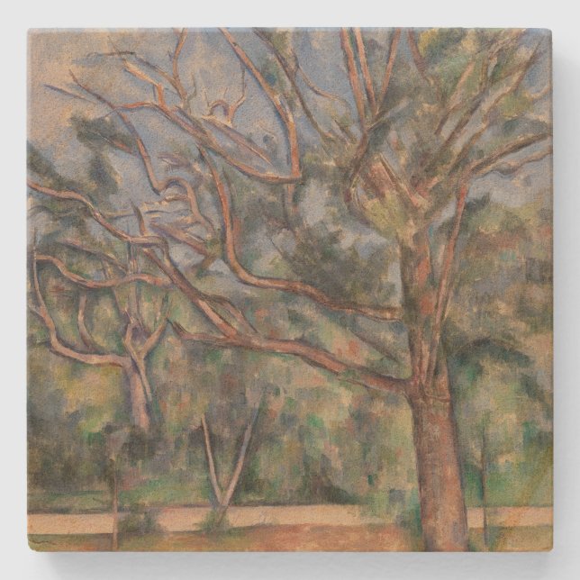 Träd och väg, postimpressionistiskt landskap stenunderlägg (Framsidan)