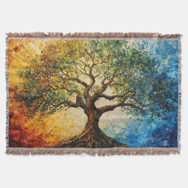 Träd of Knowledge - Oljemålning Filt (Framsidan)