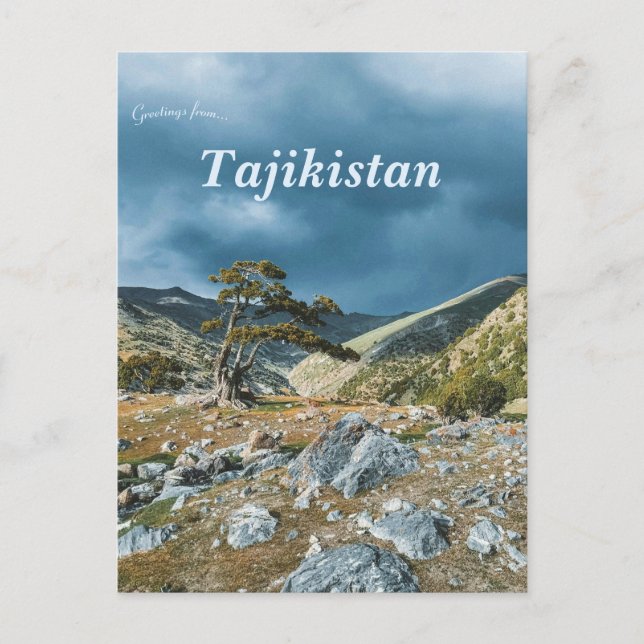 Träd om Fann-bergen i Tadzjikistan Vykort (Framsida)