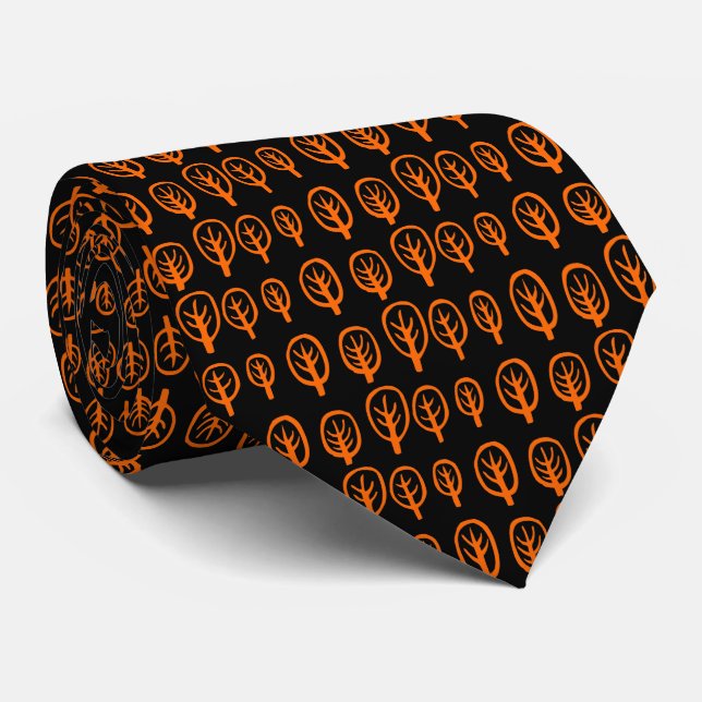 Träd - Orange på svart Slips (Rullad)