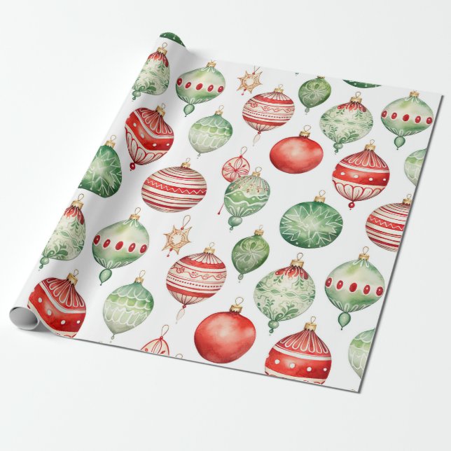 Träd Ornament Wrapping Papper! Presentpapper (Utrullad)