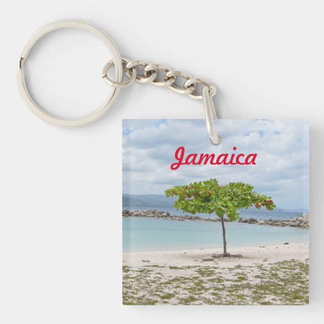 TRÄD PÅ AVSETT BEACH I JAMAICA KEYCHAIN (Framsidan)
