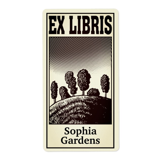 Träd på Backe Ex Libris (filtrerad) Fraktsedel (Framsidan)