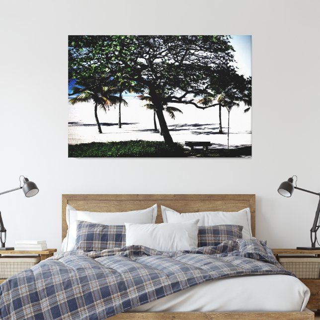Träd på Beach, Santos, Brasilien Canvastryck (Insitu (sovrum))