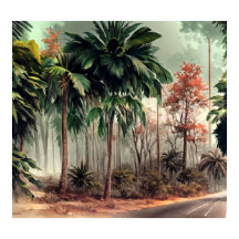 Träd på en sida av vägen till land