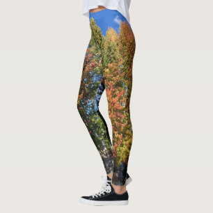 Träd på höst färger på ben för alla leggings