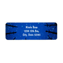 Träd på natthimlen Rustika bröllopsetiketter