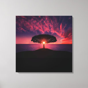 träd på Sol färg, foto, Canvas