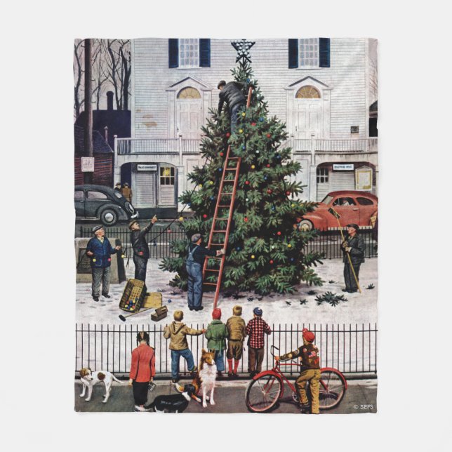 Träd på Town Square Fleecefilt (Framsidan)