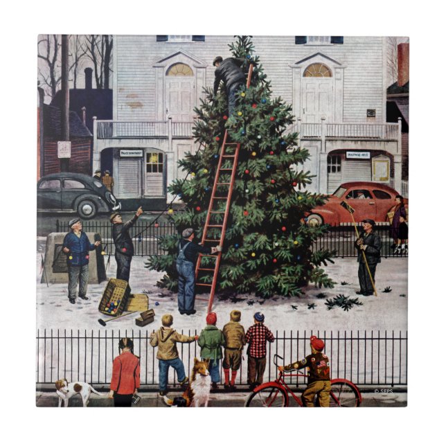 Träd på Town Square Kakelplatta (Framsidan)