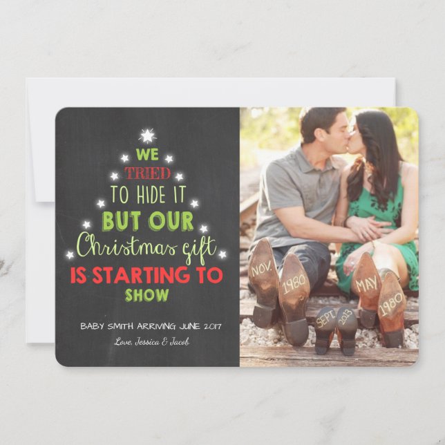 Träd på ultraljudsmeddelande om gravid under jul julkort (Framsida)