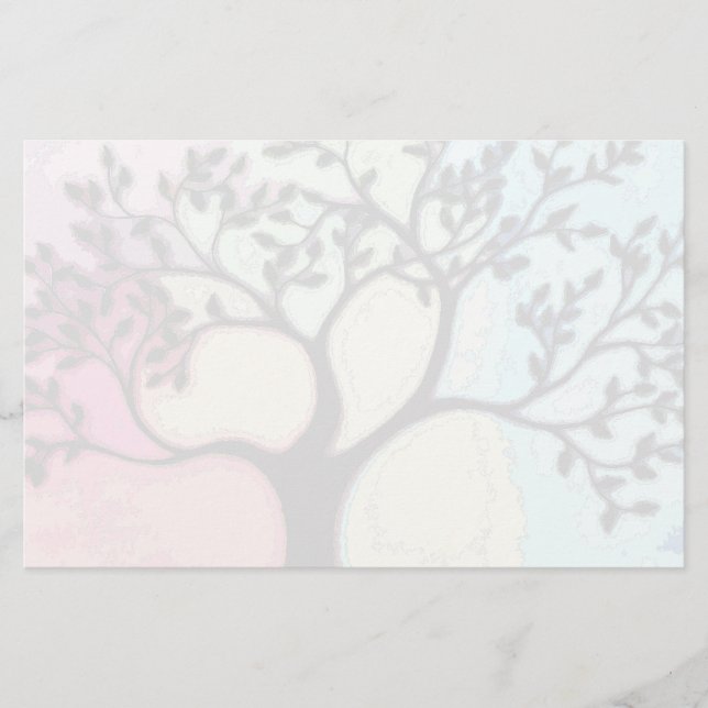 Träd på Vellum över vattenfärg - digitaliserat Brevpapper (Framsida)