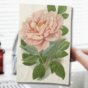 Träd Peony - Elegant Vintage Botaniskt utkast Kökshandduk
