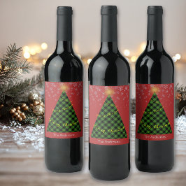 Träd personaliserar nu julhelgen vinflaska etikett