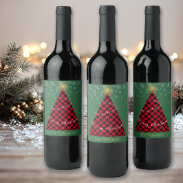 Träd personaliserar nu julhelgen vinflaska etikett