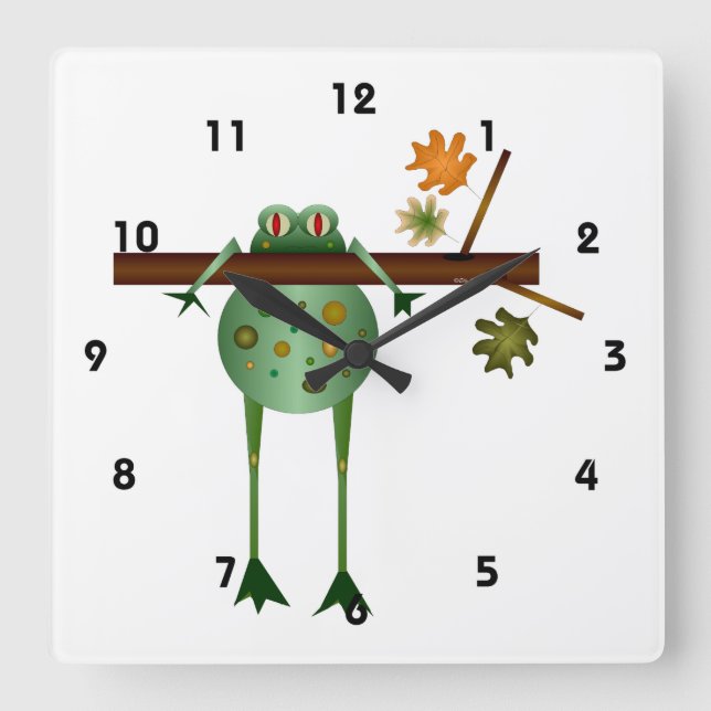 Träd Phrog Clock Fyrkantig Klocka (Framsida)