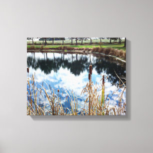 Träd Pond liggande Michigan Photography Art Canvastryck