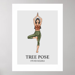 Träd Pose Yoga Stretching Balance Workout Woman Poster