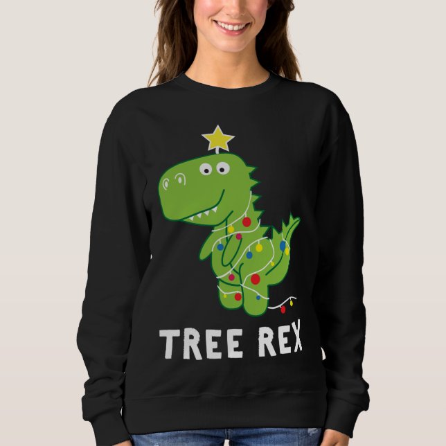 Träd Rex. Animal Pun Funny Dinosaur jul Paja T Shirt (Framsida)