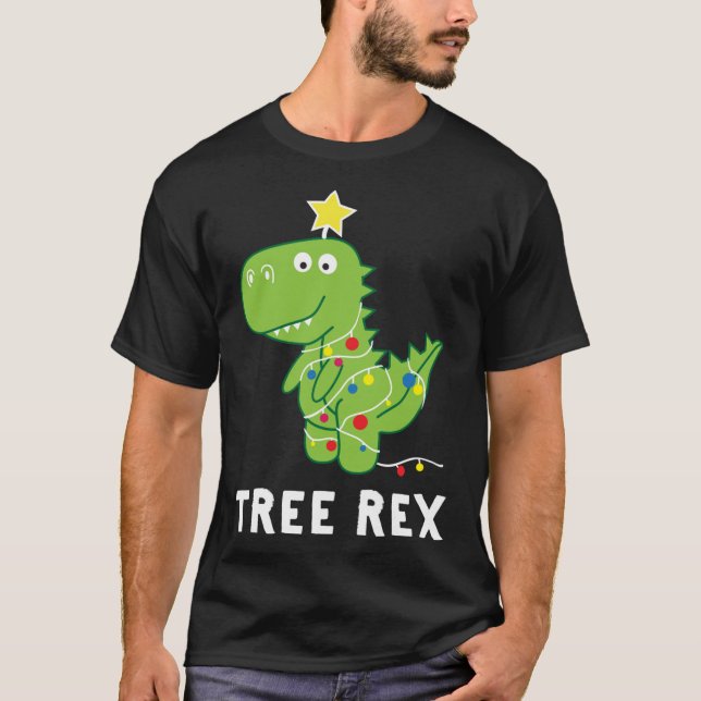Träd Rex. Animal Pun Funny Dinosaur jul Paja T Shirt (Framsida)