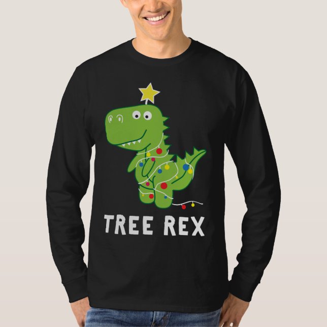 Träd Rex. Animal Pun Funny Dinosaur jul Paja T Shirt (Framsida)